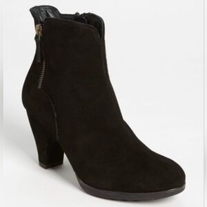 $355 New Paul Green Black Suede/Leather Nuala Heeled Boots Sz 6 US Booties